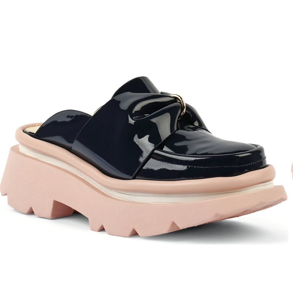4CCCCees Elegant Blue Patent and Pink Women's Mules